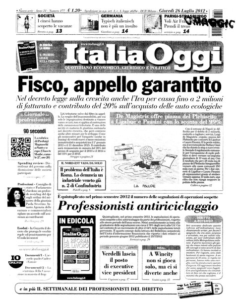 Italia oggi : quotidiano di economia finanza e politica